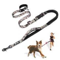 TSPRO Coleira tática resistente para cães mãos livres, ajustável para cães médios e grandes, elástico de absorção de choque com cinto de segurança para carro e alça acolchoada, para caminhar, correr e