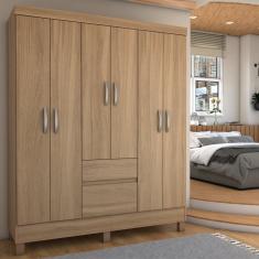 Guarda-Roupa Casal Senna 6 Portas 2 Gavetas Amêndola Touch - Panorama Móveis