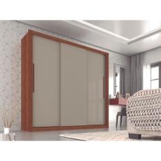 Guarda Roupa Casal 3 Portas de Correr Flex Panamá- Cinamomo/Off White