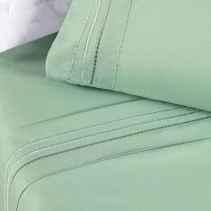 Jogo de Lençol Queen Yara bordado 4 peças Verde