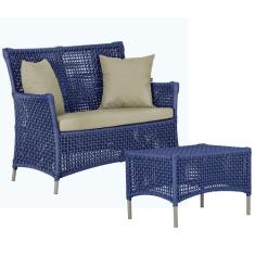 1 Sofá Área e Mesa Igapó Alumínio Pintura Fendi Corda Náutica Estofado