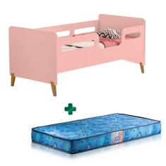 Cama Infantil Com Grade Rose Cecilia Vj Móveis Com Colchão Gazin
