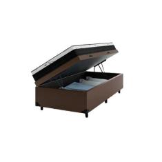 Cama Box Baú Solteiro 88 Tecido Sintético Marrom com Colchão Espuma D3