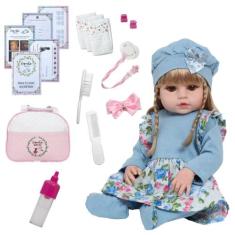 Boneca Tipo Reborn Articulado Recém Nascida Vários Itens - Cegonha Reb