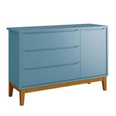 Cômoda Infantil New Classic Azul com Pés Madeira  Reller