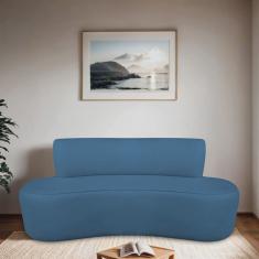 Sofá Curvo Orgânico 120cm 2 Lugares Linho Antonela