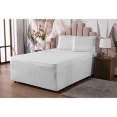 Jogo de Cama King para Box Conjugado Lençol + Fronha Malha Gel Luva Liso 3 pç Branco
