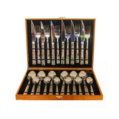 Faqueiro Em Inox Luxo 24 Peças Com Maleta