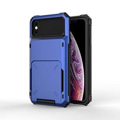 SORAKA Capa para iPhone XR com porta-cartões Capa para carteira iPhone XR Capa PC TPU 2 em 1 de camada dupla Capa à prova de choque com capacidade para 5 cartões