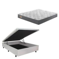 Conjunto Cama Box Baú Casal 138x188cm em material sintético com Colchã