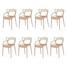 Kit 8 Cadeiras Allegra Nude Sala Cozinha Jantar