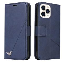 GSYH Capa flip para iPhone 13 Mini/13/13 Pro/13 Pro Max, capa carteira de couro legítimo slots para cartão Kickstand TPU à prova de choque capa protetora magnética fólio capa, azul, 13 Mini 5,4 polegadas