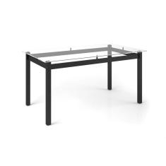 Mesa de Jantar Retangular com Tampo de Vidro 6 Lugares Tokio Art Panta Preto