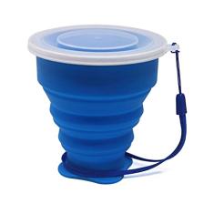 Copo de mão de café 350 ml copo de água de grau alimentício viagem silicone retrátil colorido portátil copos dobráveis ao ar livre (azul)