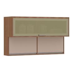 Armário Aéreo 120cm 3 Portas Basculantes com Vidro Reflecta Lari Luciane Móveis