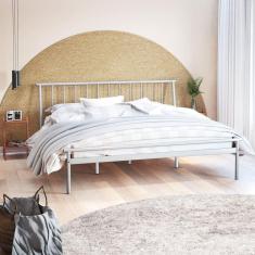 Cama King em Aço Begônia Cabecasa Madeiramadeira Off White