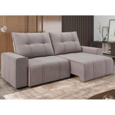 Sofá 4 Lugares Retrátil Reclinável 270cm Molas Ensacadas Palladium New Cinza