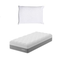 Colchão Solteirão Sublime Mola Ensacada e Espuma Viscoelástica (32x96x203) Cinza e Branco com Travesseiro Guldi Soft Nasa Branco