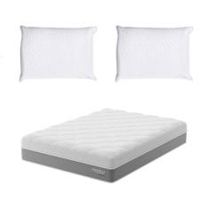 Colchão Viúva Sublime Mola Ensacada e Espuma Viscoelástica (32x128x188) Cinza e Branco com 2 Travesseiros Guldi Soft Nasa Branco