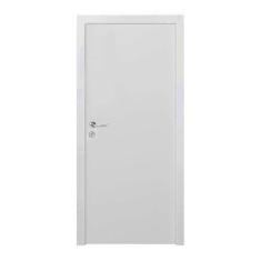 Kit Porta de Madeira 210x90cm Lisa Primer Esquerda Moldufama Branco