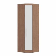 Armário Guarda Roupa de Canto Oblíquo 1 Porta Infinity Móveis Castro Macadâmia/Branco Line