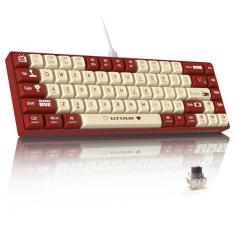 ATTACK SHARK AK680 Teclado Mecânico 60% com Fio, Hot-Swappable, RGB, Impressão UV, Controle de Som EVA, Anti-Ghosting, Programável, Switch Brown para Windows/Mac,Vermelho e Branco