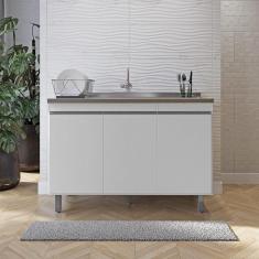 Balcão Gabinete De Pia Sem Tampo 120cm 3 Portas Malu - Nathan Móveis Cor Branco