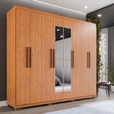 Guarda-roupa Casal 8 Portas 4 Gavetas com Espelho com Pés Montreal Cinamomo