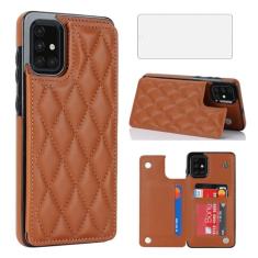 Asuwish Capa de telefone para Samsung Galaxy A71 5G Capa carteira com protetor de tela de vidro temperado e suporte de cartão de crédito RFID de couro com compartimento para suporte, acessórios