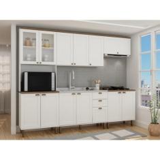 Cozinha Completa com Cristaleira Forno e Balcão Para Cooktop 100% MDF 