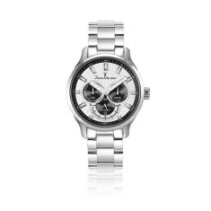 Relógio Pulso Jean Vernier Masculino Aço Prata JV01761, Branco