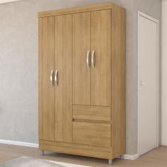 Guarda-Roupa Solteiro Londres 4 Portas 2 Gavetas Natural - Panorama Móveis