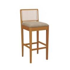 Banqueta Em Madeira Maciça Sara Kappesberg Linho Fendi Tela Bege