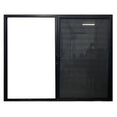 Janela Veneziana 3 Folhas Com Tela Mosqueteira Linha 25 100x150 Preto