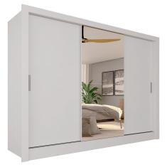 Guarda Roupa Casal Com Espelho 3 Portas Aghata Branco - M. A