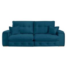 Sofá Retrátil Reclinável Com Porta Copos 190cm Istambul Yescasa Azul