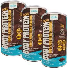 Kit 3 Body Protein Equaliv 600g Cacau