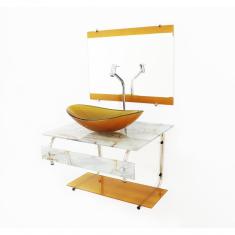 Gabinete de Vidro para Banheiro 60cm It Inox com Cuba Oval
