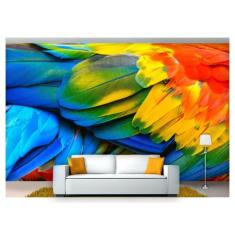 Papel De Parede Animais Penas Coloridas 3D Anm232 - Você Decora