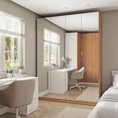 Guarda Roupas Modulado com Espelho 4 Portas com Cabideiro Hera CabeCas