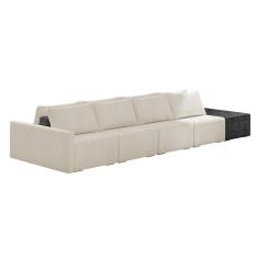 Sofá Ilha 4 Lugares Living 512cm Modulado Sala Lary Bouclê/PU Pto K01 - D'Rossi