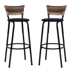 Conjunto 2 banquetas Para Bancada Alta Cozinha Encosto Balcão American