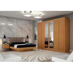 Guarda Roupa Casal Ripado com Espelho 6 Portas 6 Gavetas - New Braga-C