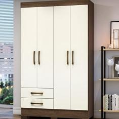 Guarda-roupas 2 Gavetas 4 Portas Zafira Briz Castanho Hp/off Withe