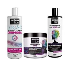 Kit Permanente Afro Salon Line - 3 Produtos