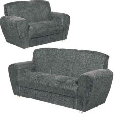 Conjunto de Sofá 5010 com 2 e 3 Lugares Tecido Suede Cor Cinza