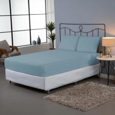 Jogo Lençol King 3 Peças Percal 140 Fios Liso Algodão