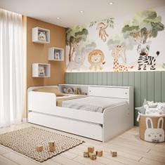 Bicama Infantil com Modulo e Proteção Lateral Caracol Branco