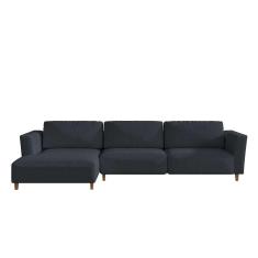 sofá 5 lugares munique com chaise esquerdo poliéster petróleo