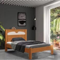 Cama De Solteiro MDF Nature Off White Flex Amsterdã Fênix